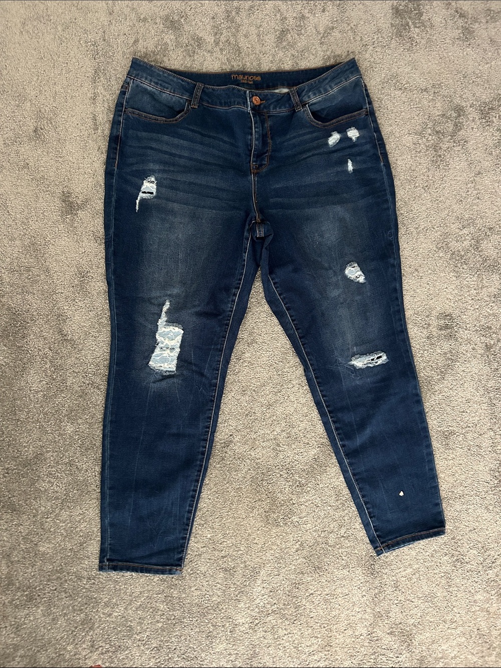 Maurices Dark Indigo Distressed Jeggings